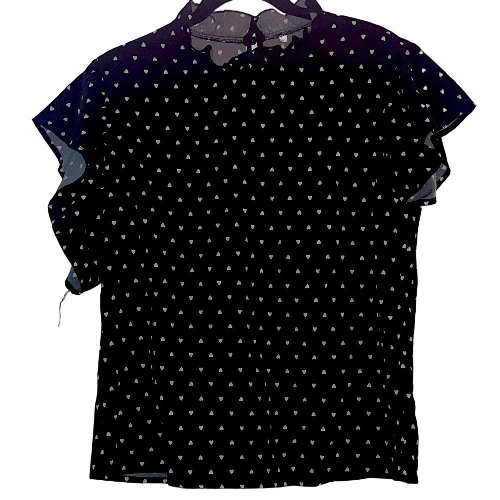 Heart Patterned Black Blouse